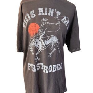 Graphic Cowboy‎ Print Brown T-Shirt